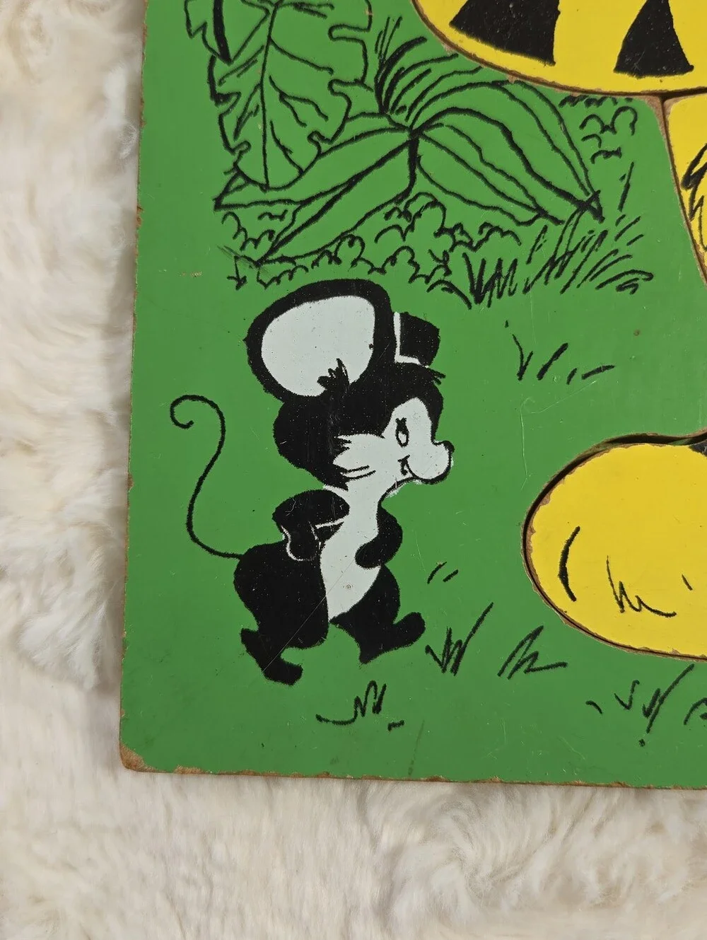 Playskool - Vintage Baby Tiger With Mouse 5 Piece Wooden Tray Puzzle